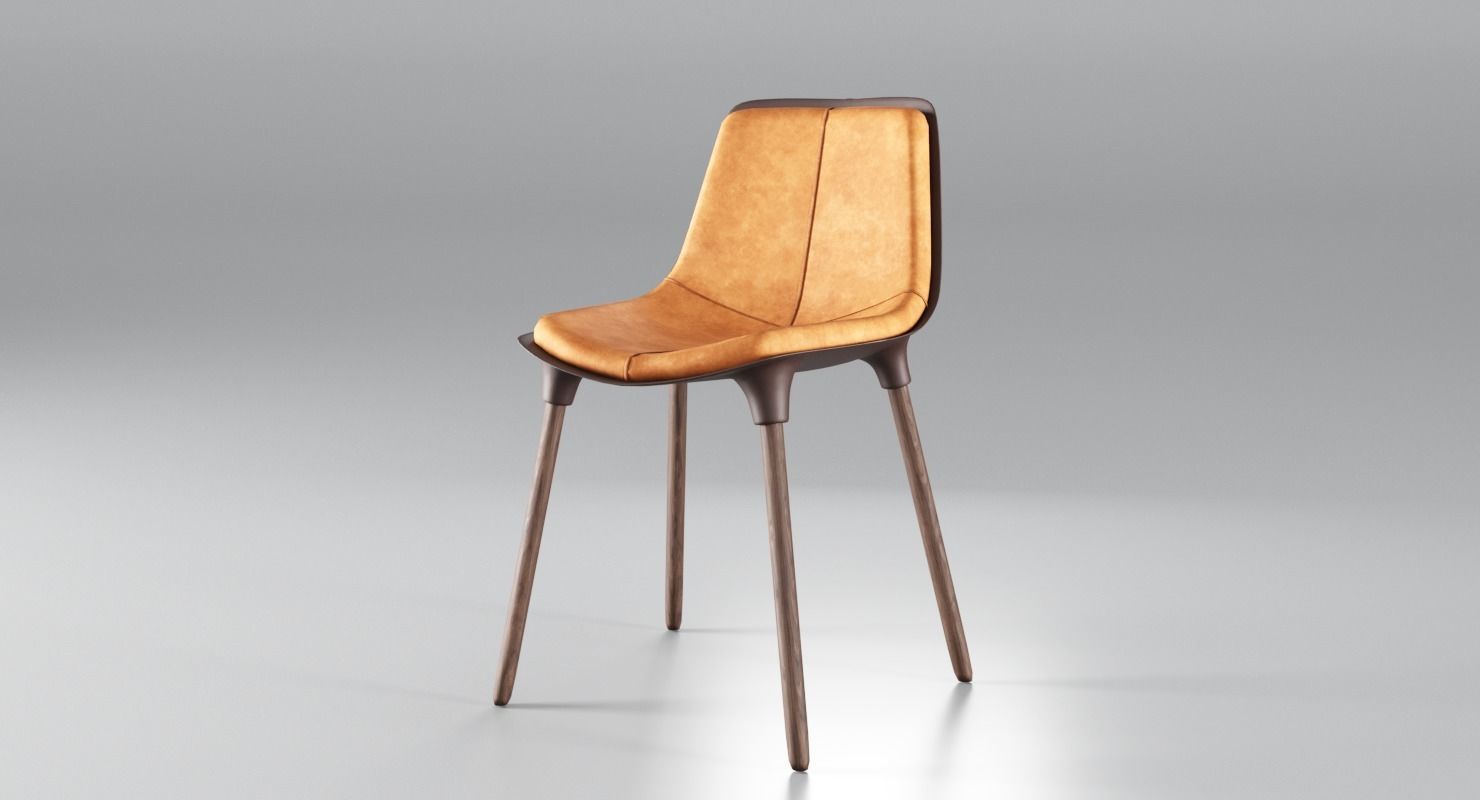 Small Leather Dining Chair Low-poly 3D model_2