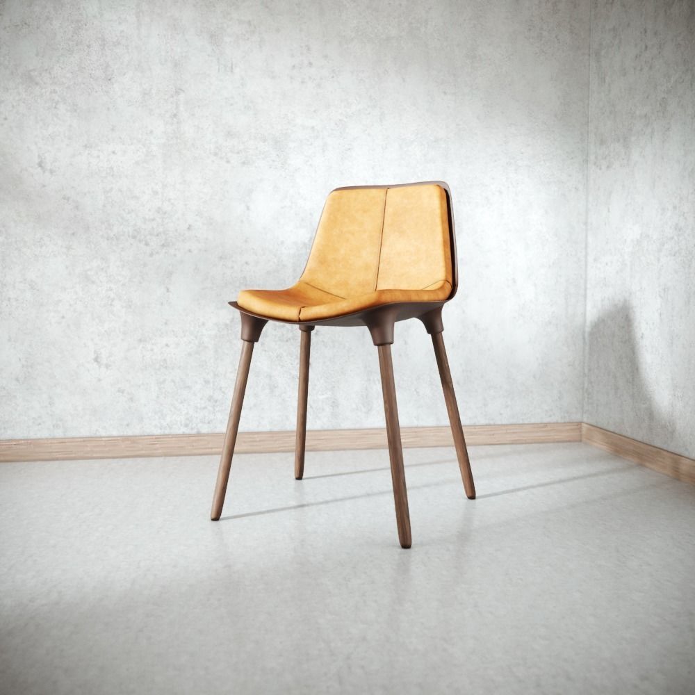 Small Leather Dining Chair Low-poly 3D model_12