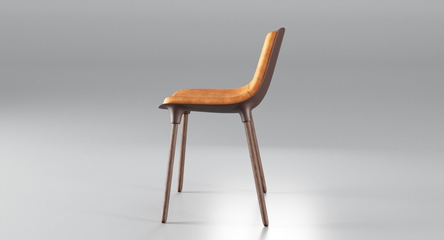 Small Leather Dining Chair Low-poly 3D model_4