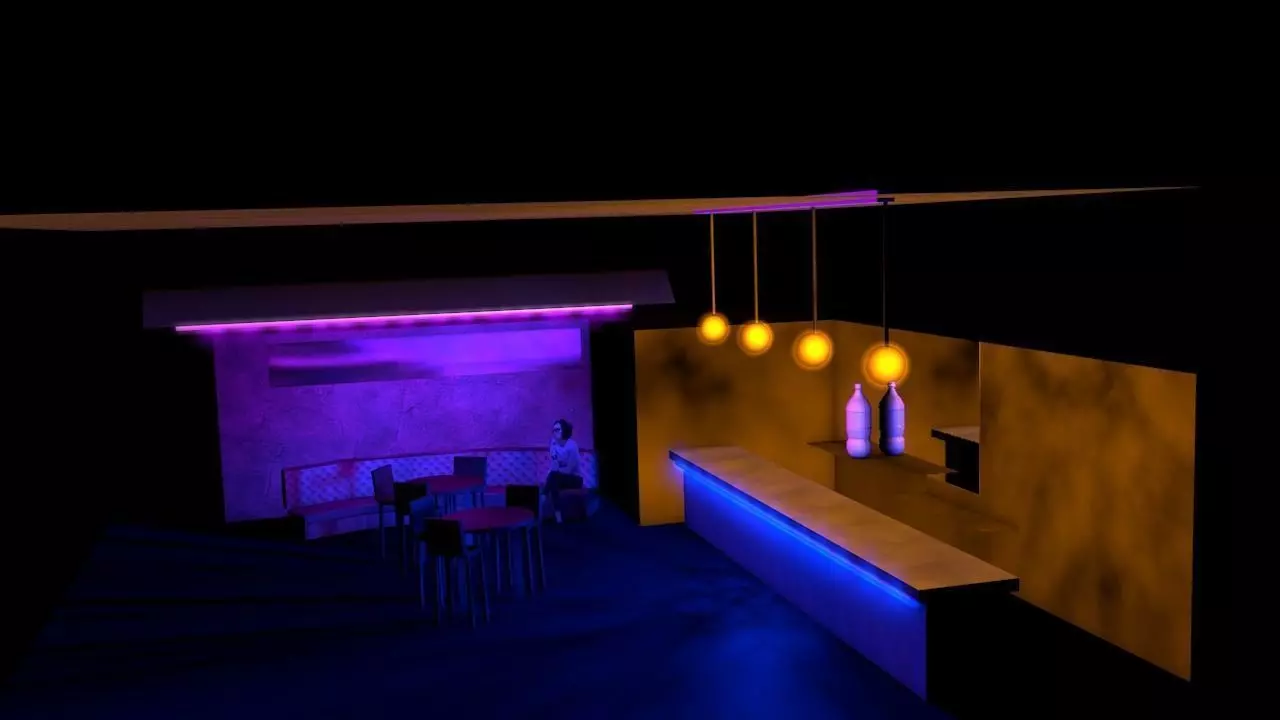 bar Pub Night Pre ready Free 3D model