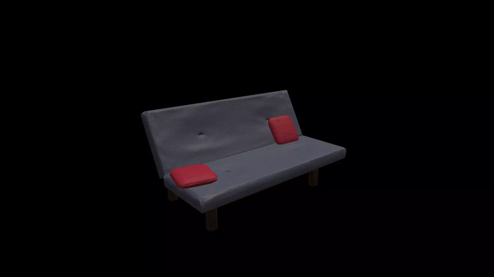 Sofa-Bed and Cushion Low-poly 3D model_0