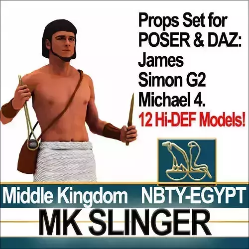 Ancient Egypt Soldier Props Slinger Poser Daz 3D model