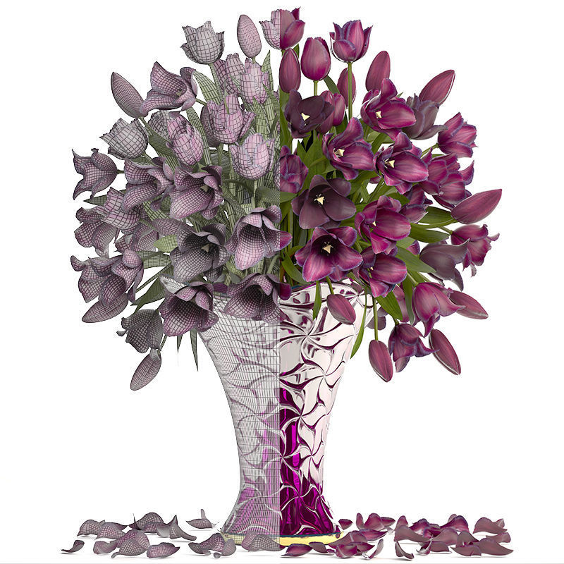 Collection of bouquets of tulips 3D model_25