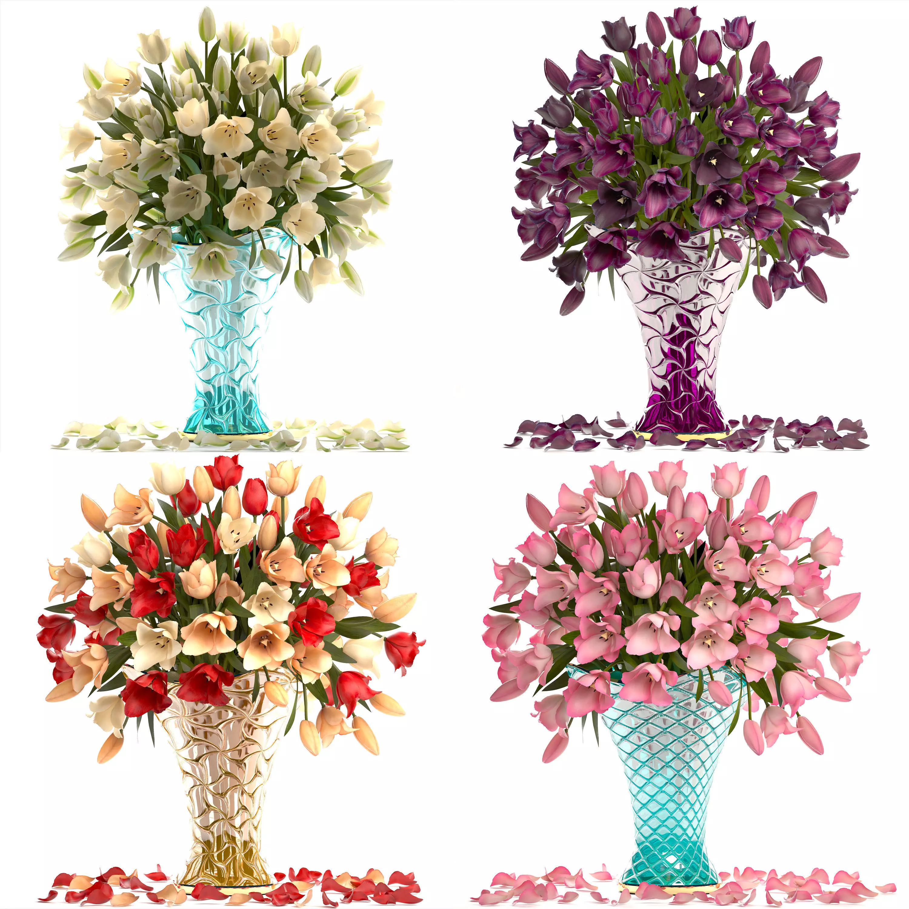 Collection of bouquets of tulips 3D model_0
