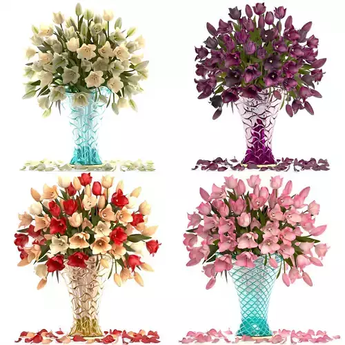 Collection of bouquets of tulips