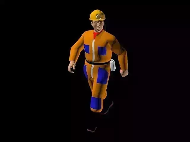 Worker man in orange suit Free low-poly 3D model
