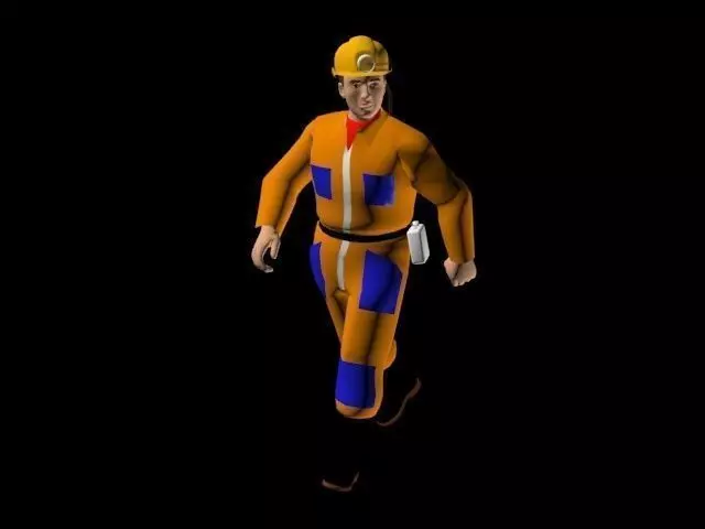 Worker man in orange suit Free low-poly 3D model