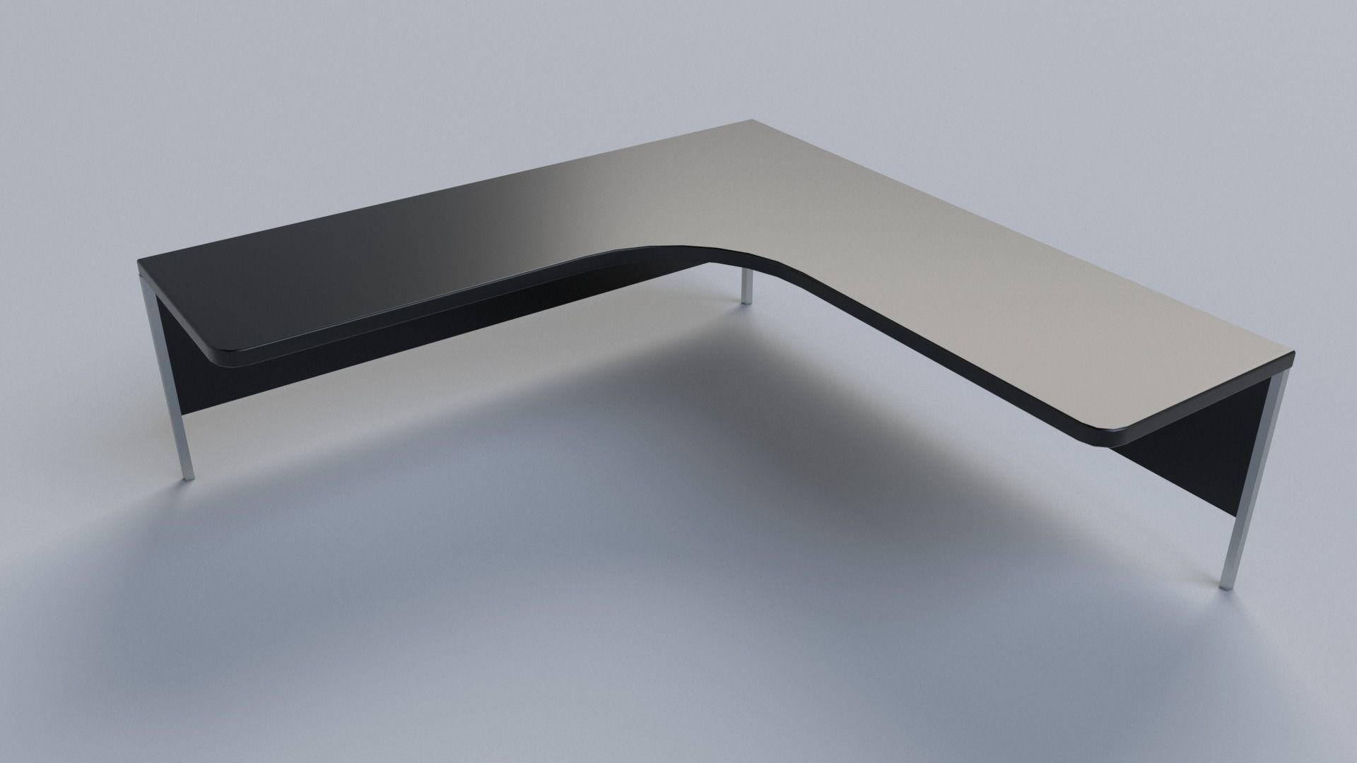 Modern sleek corner desk Low-poly 3D model_2