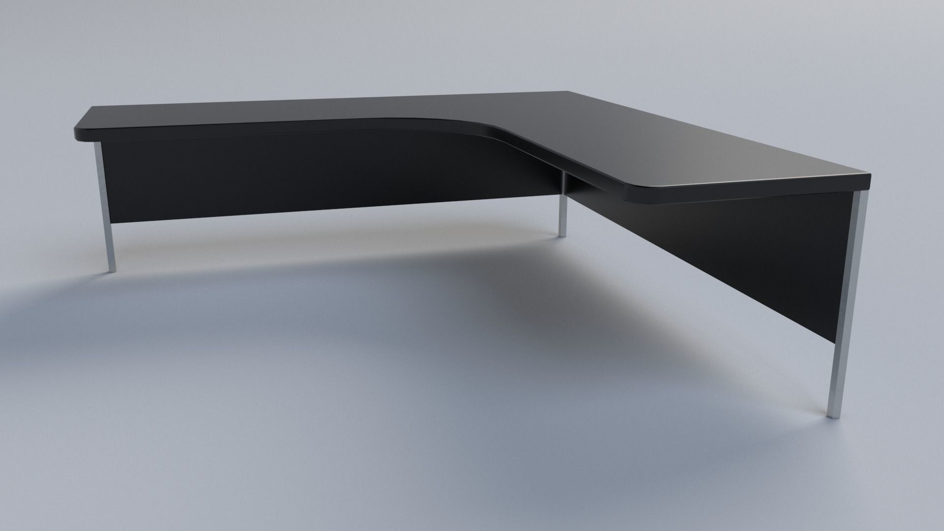 Modern sleek corner desk Low-poly 3D model_1