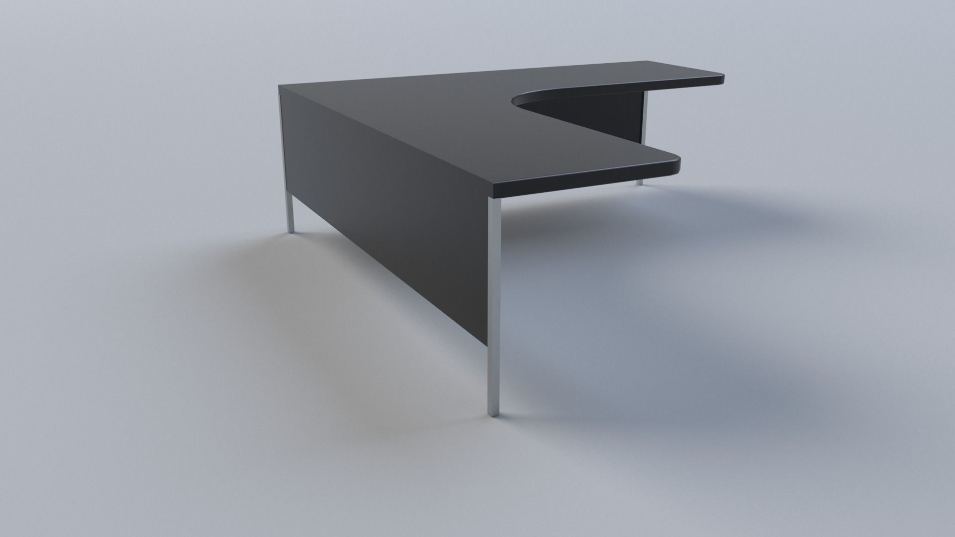 Modern sleek corner desk Low-poly 3D model_3