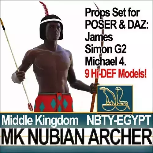 Ancient Egypt Archer Props Nubian Poser Daz 3D model