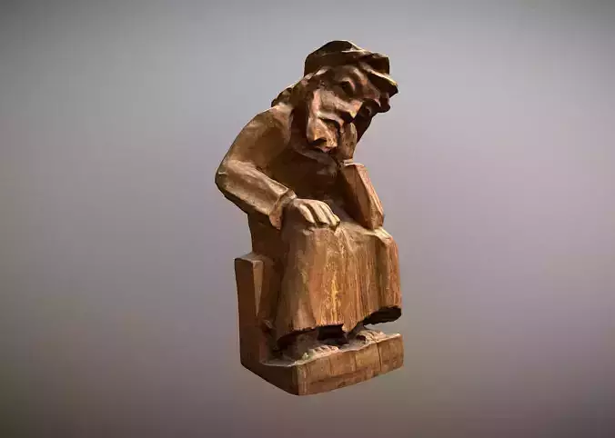 Photorealistic scanned sculpture of Pensive Jesus Christ 3D model