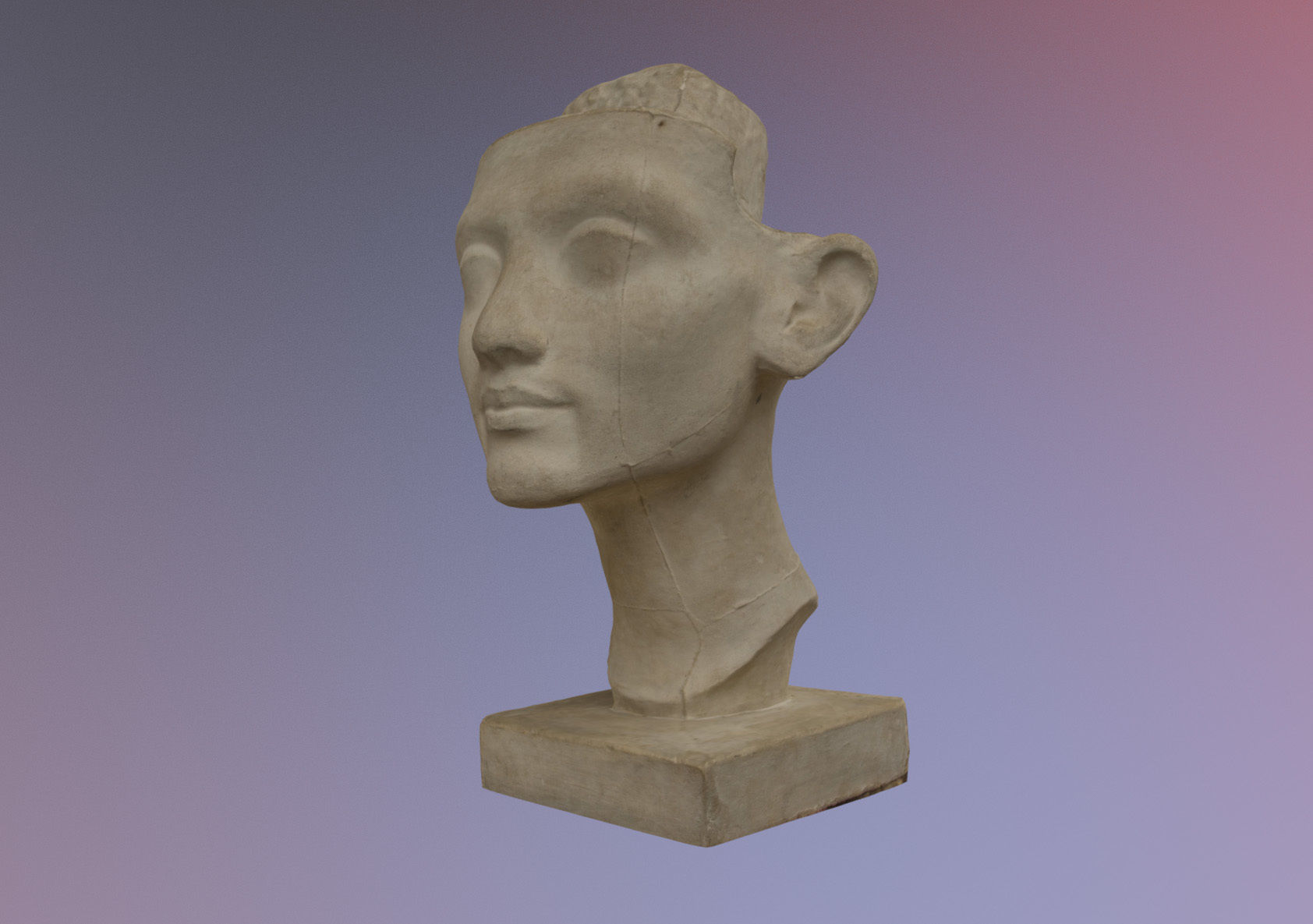 Photorealistic Crown less Head of queen Nefertiti 3D model_10