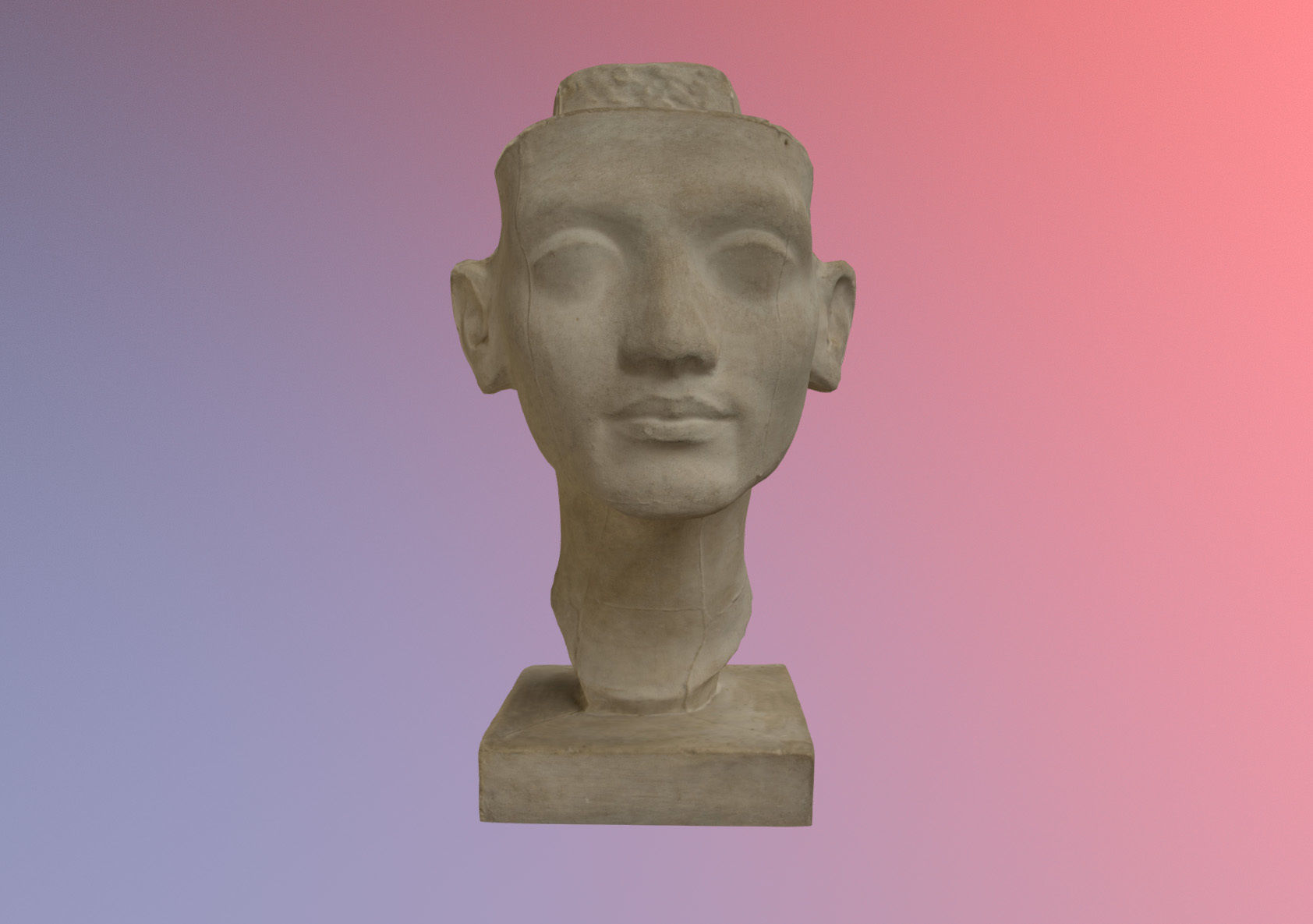 Photorealistic Crown less Head of queen Nefertiti 3D model_9