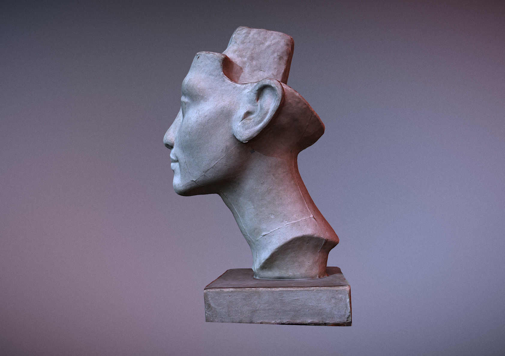 Photorealistic Crown less Head of queen Nefertiti 3D model_4