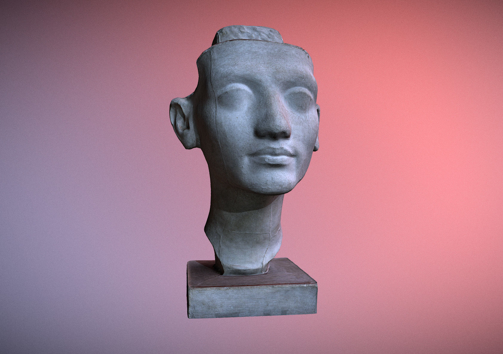 Photorealistic Crown less Head of queen Nefertiti 3D model_8