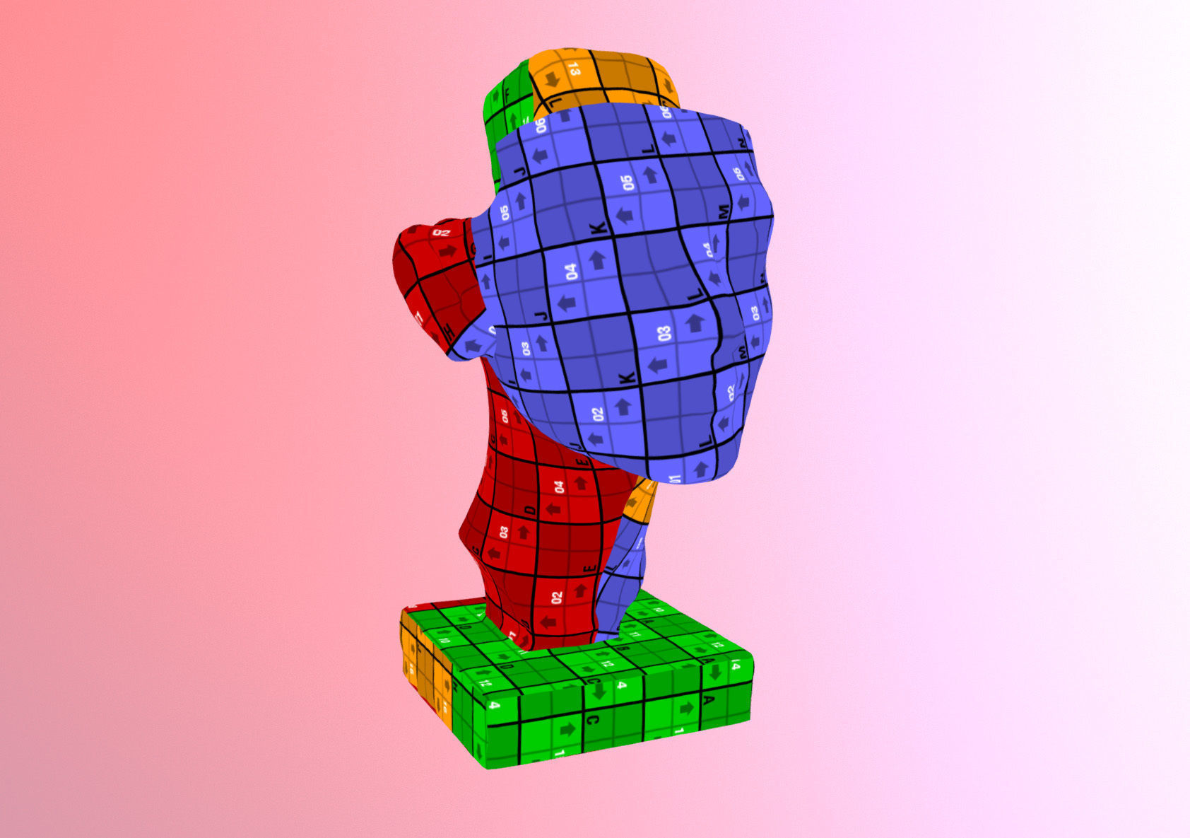 Photorealistic Crown less Head of queen Nefertiti 3D model_17