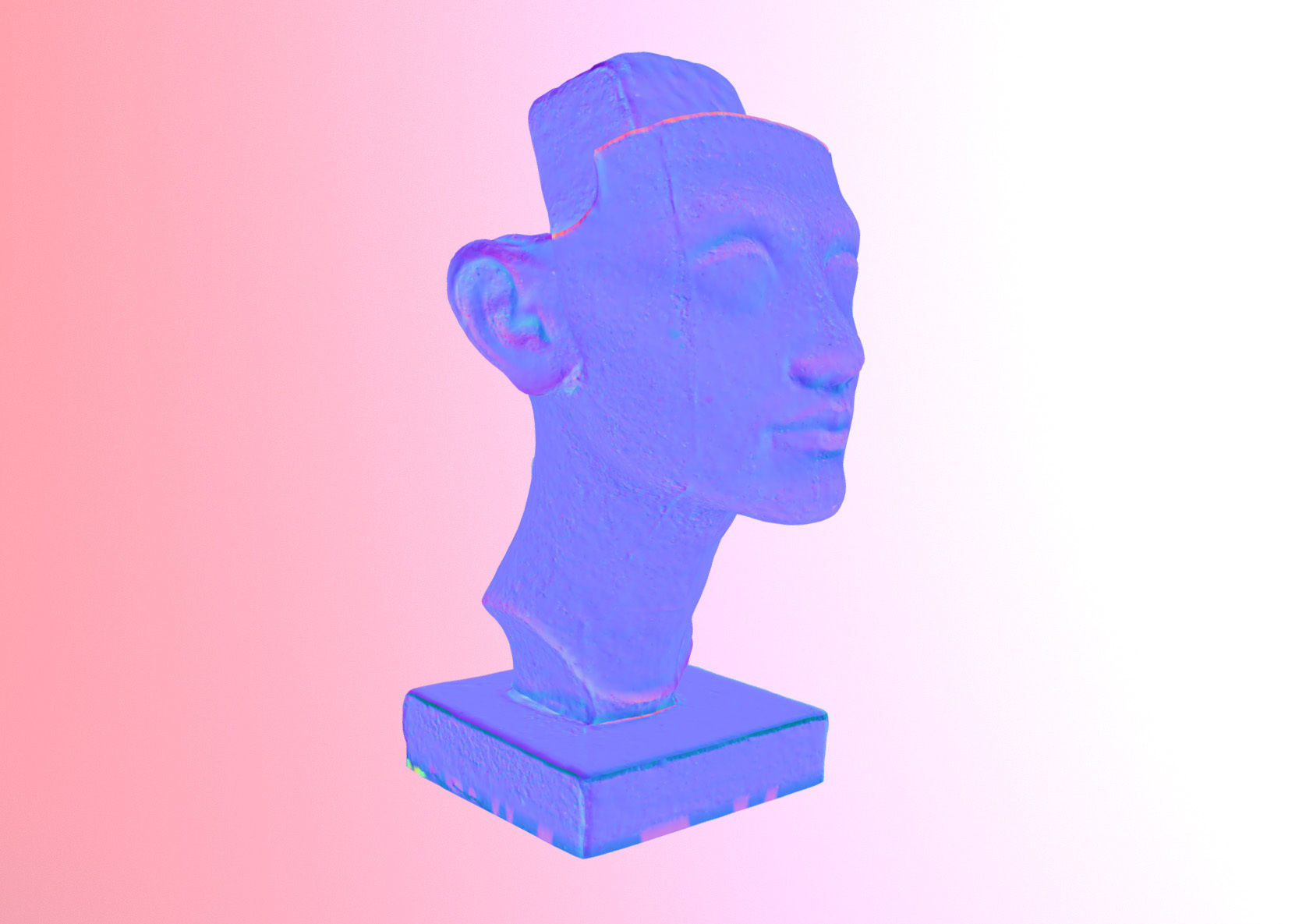 Photorealistic Crown less Head of queen Nefertiti 3D model_12