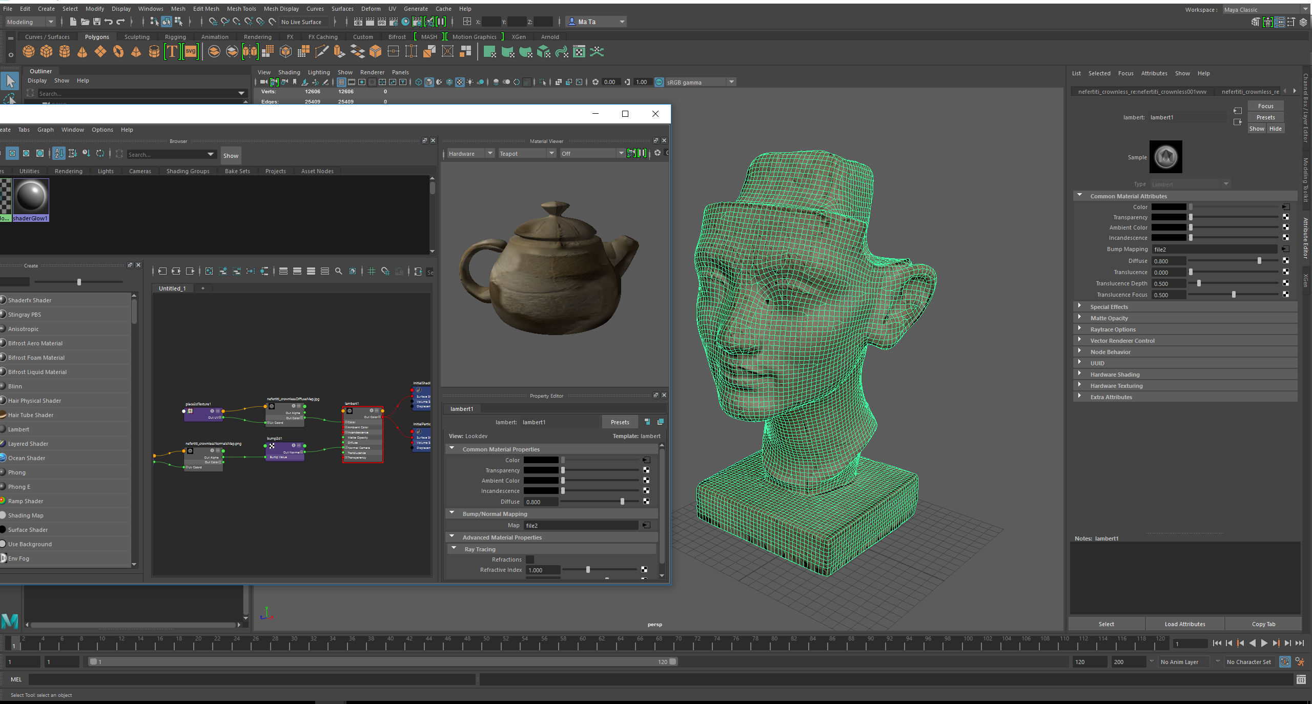 Photorealistic Crown less Head of queen Nefertiti 3D model_22
