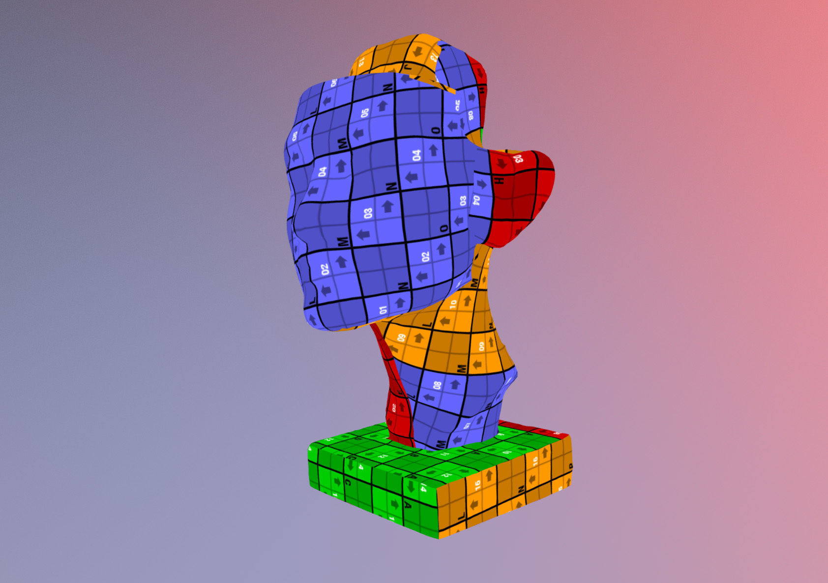 Photorealistic Crown less Head of queen Nefertiti 3D model_16