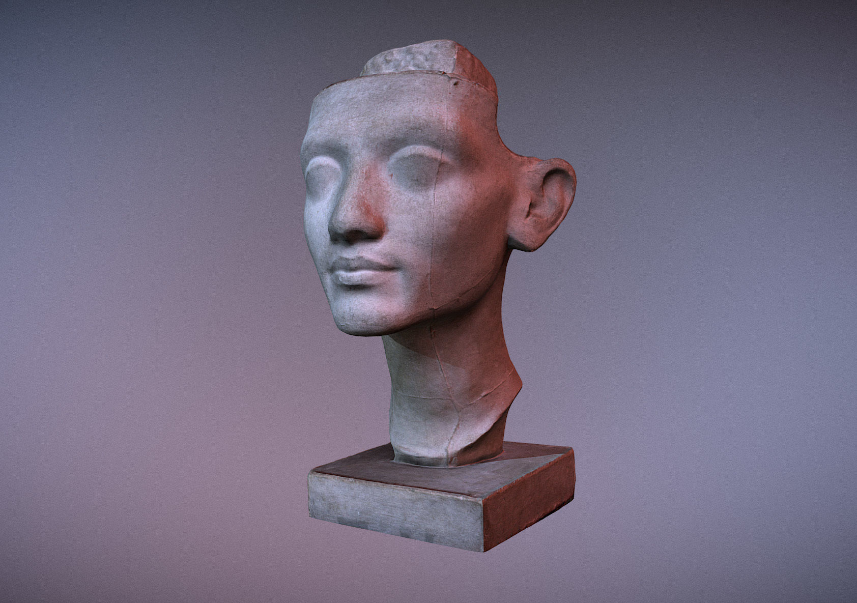 Photorealistic Crown less Head of queen Nefertiti 3D model_2