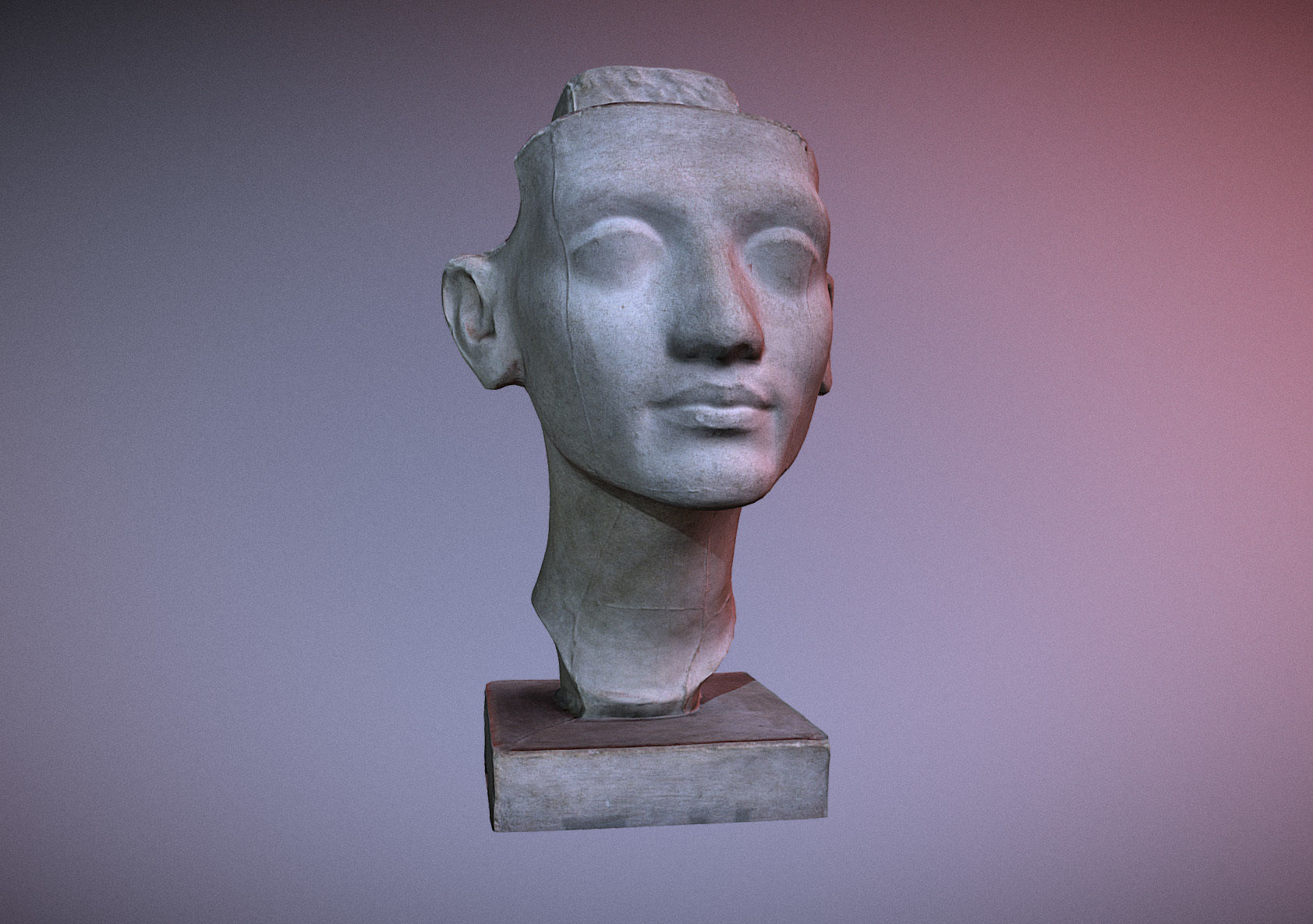 Photorealistic Crown less Head of queen Nefertiti 3D model_1