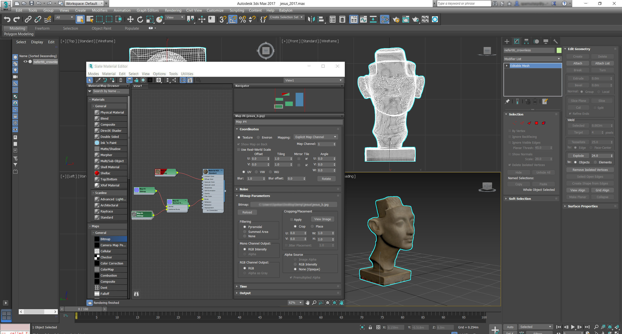 Photorealistic Crown less Head of queen Nefertiti 3D model_21