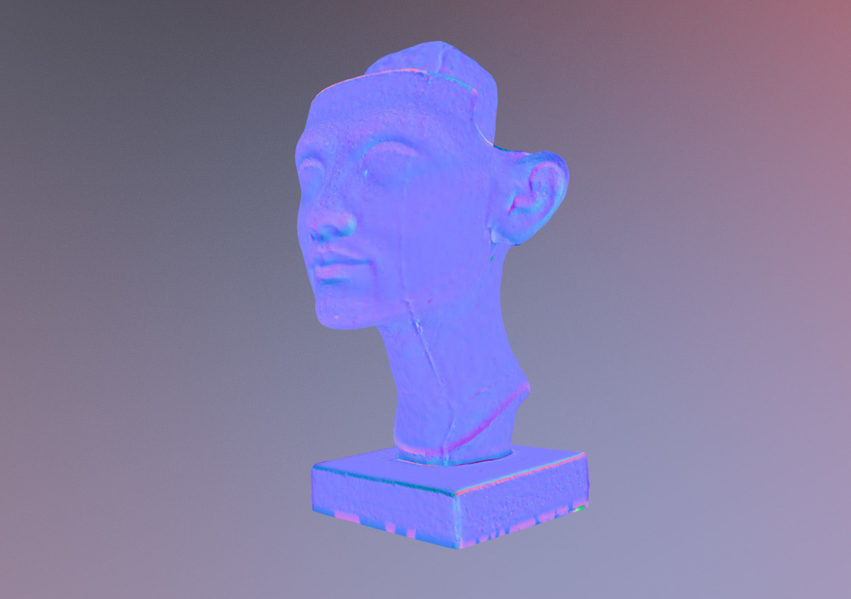 Photorealistic Crown less Head of queen Nefertiti 3D model_11