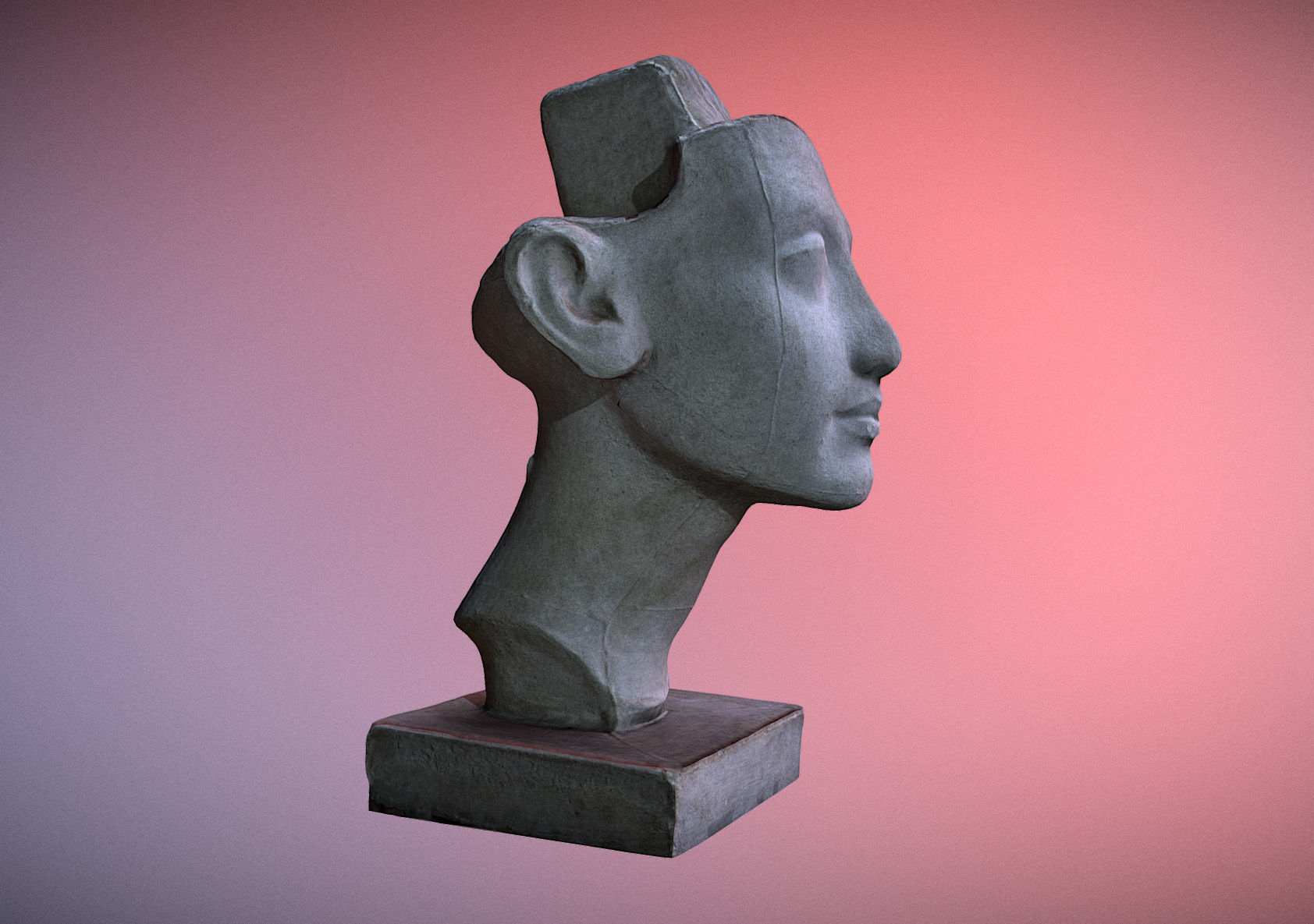 Photorealistic Crown less Head of queen Nefertiti 3D model_7