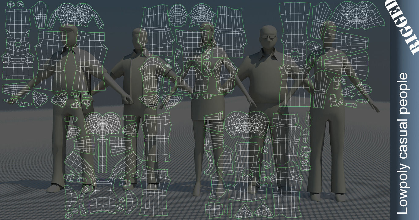 People casual rigged lowpoly set Low-poly 3D model_7