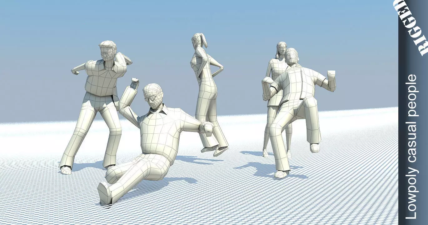People casual rigged lowpoly set Low-poly 3D model_0