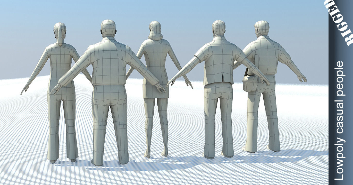 People casual rigged lowpoly set Low-poly 3D model_4
