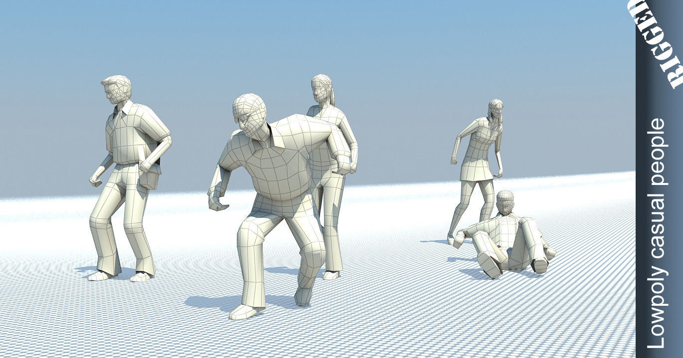 People casual rigged lowpoly set Low-poly 3D model_5