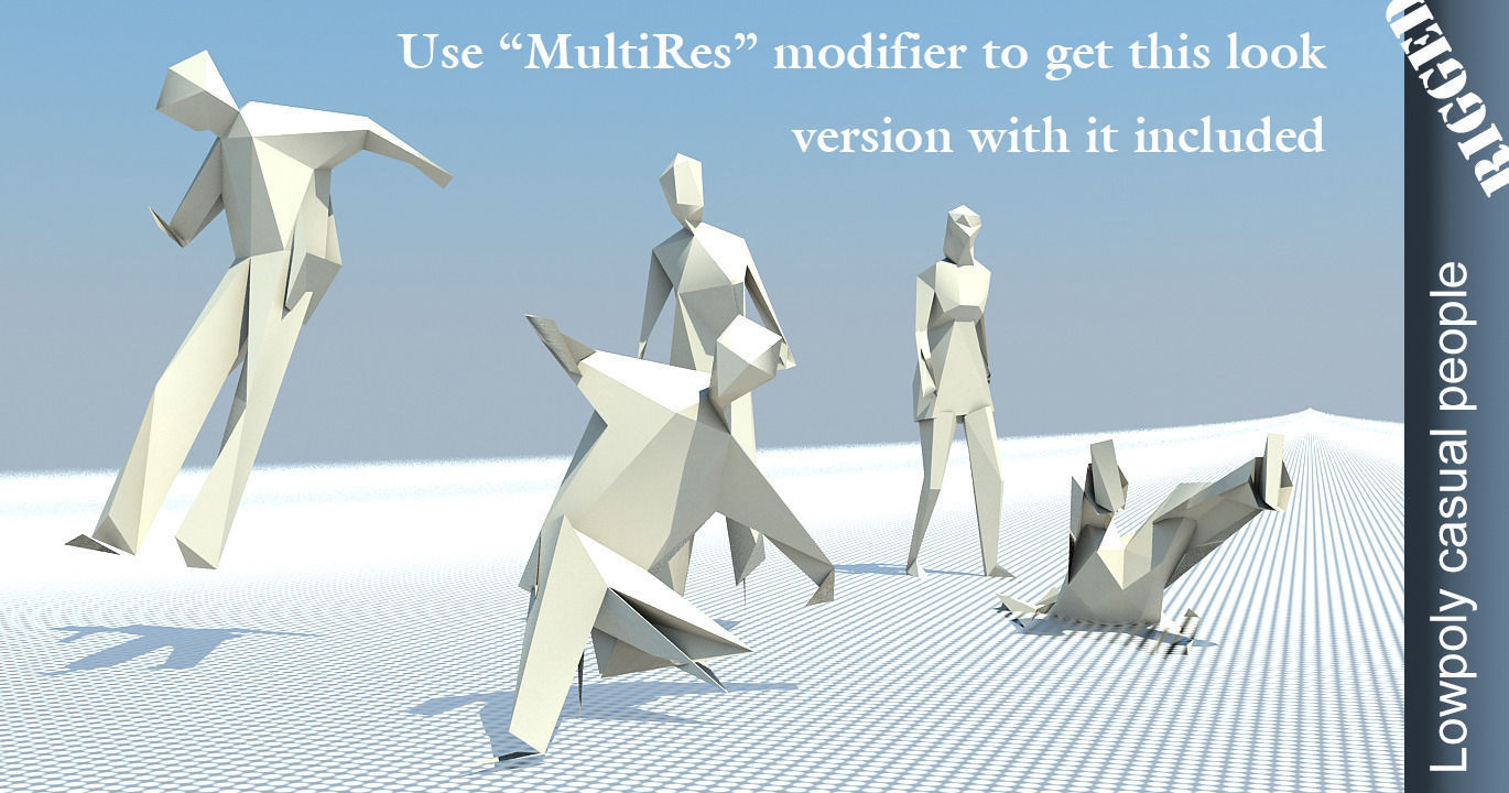 People casual rigged lowpoly set Low-poly 3D model_1