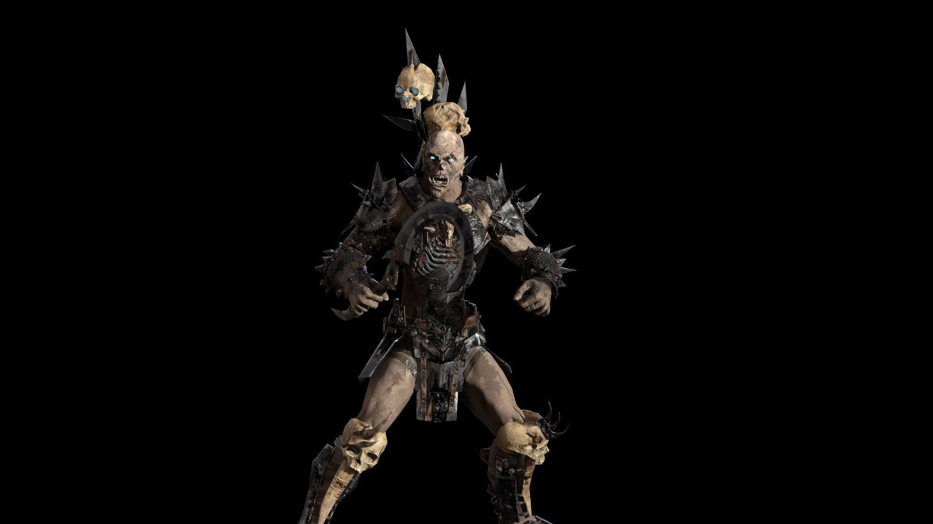 Ork necromancer Low-poly 3D model_3