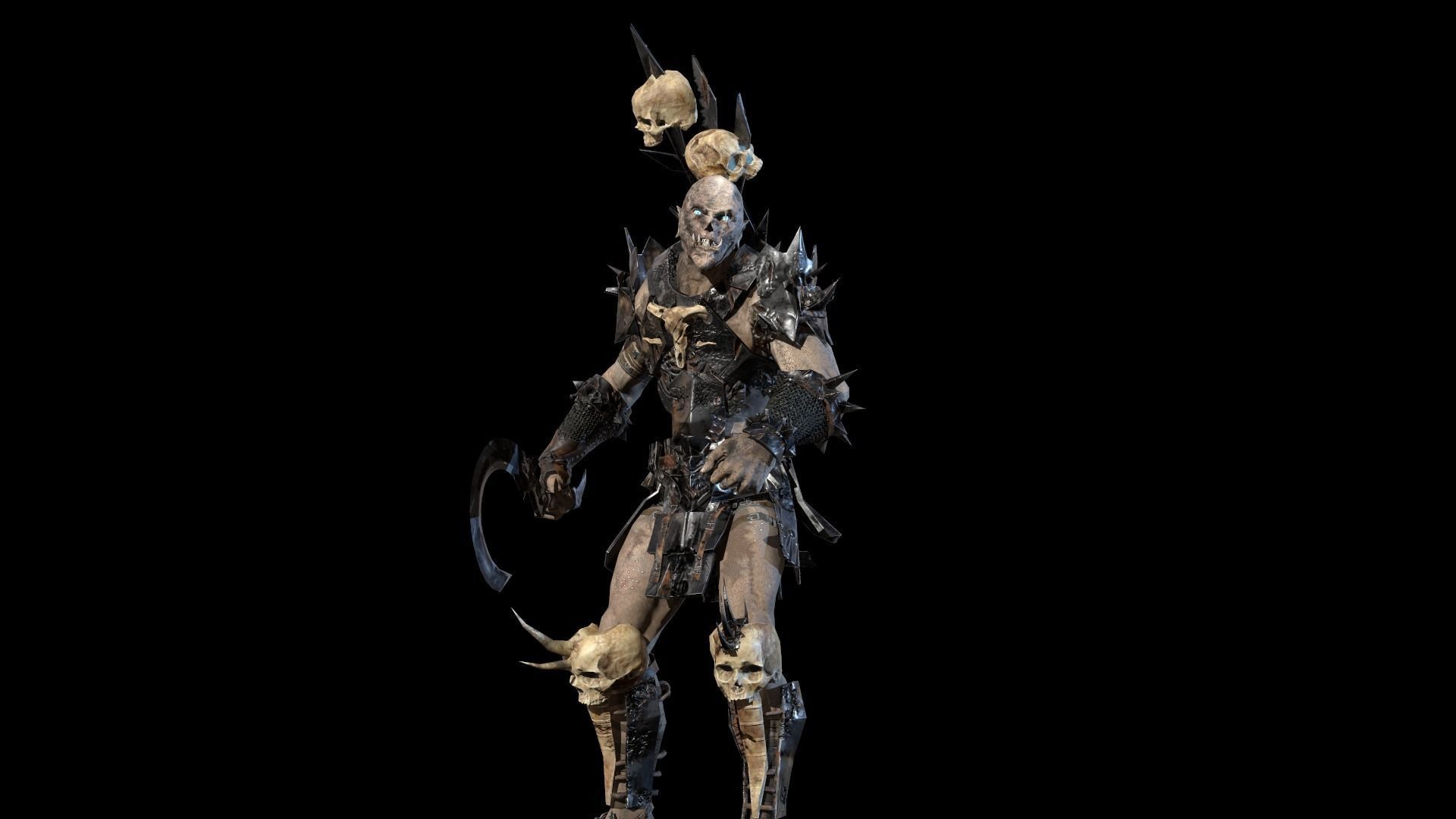 Ork necromancer Low-poly 3D model_11