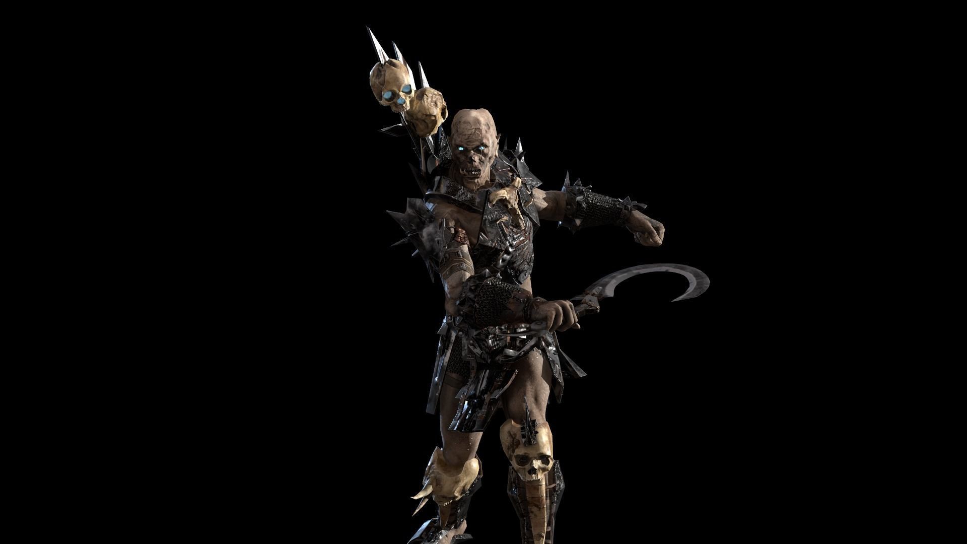 Ork necromancer Low-poly 3D model_10