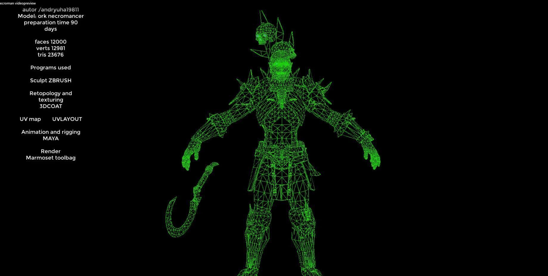 Ork necromancer Low-poly 3D model_12