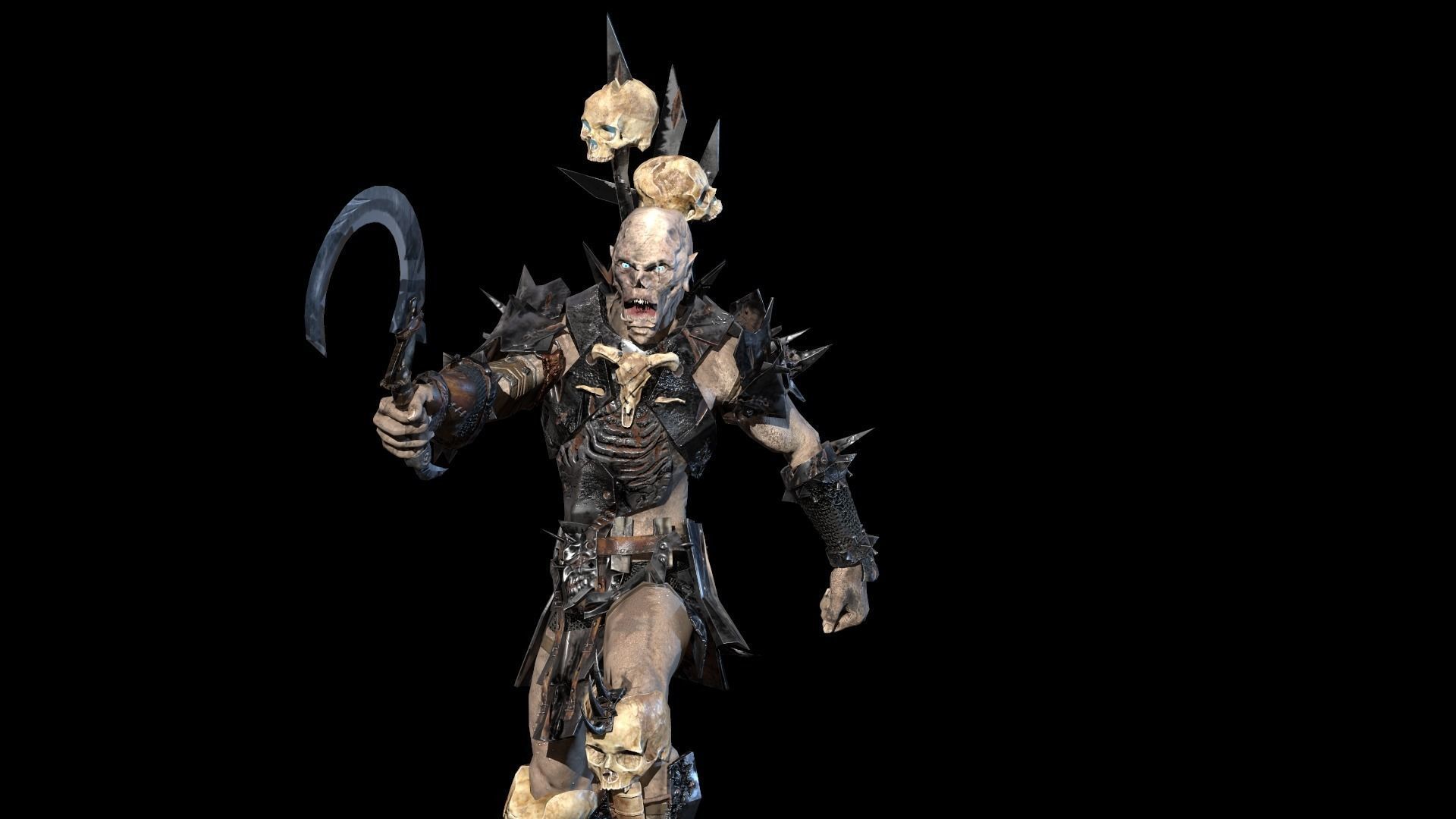 Ork necromancer Low-poly 3D model_4