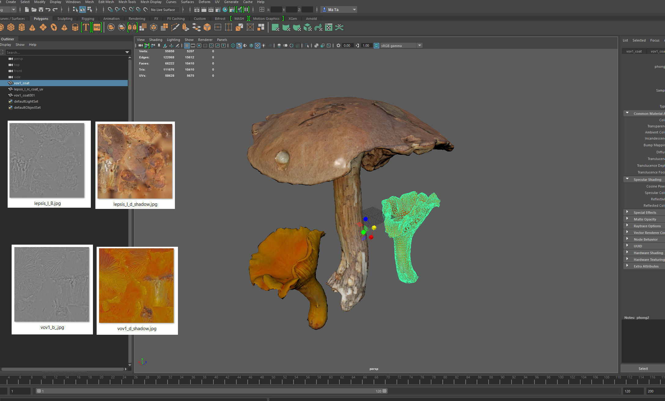 Photorealistic mushrooms Leccinum scabrum and Cantharellus 3D model_10