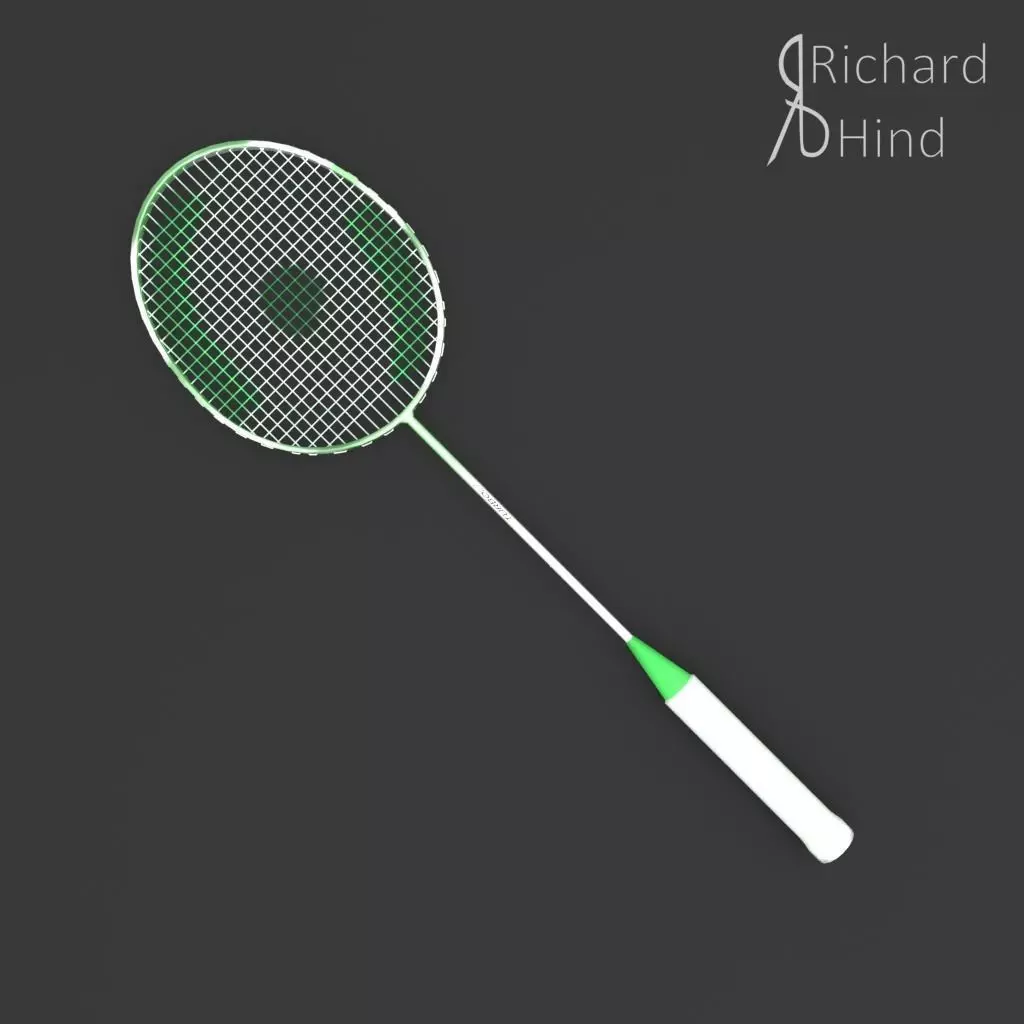Green Badminton Racket Free 3D model