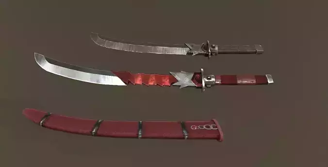 Stylized dragon Wakizashi and Katana with sheath