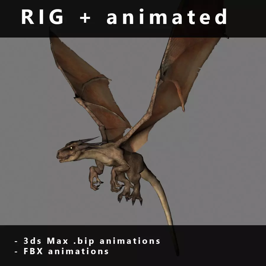Desert Dragon Low-poly 3D model_0