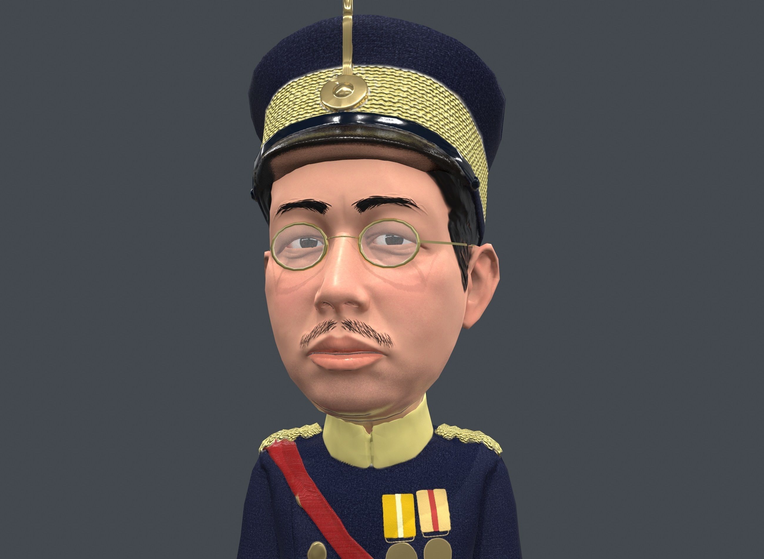 Emperor Hirohito rigged animated low poly 3d character  Low-poly 3D model_7