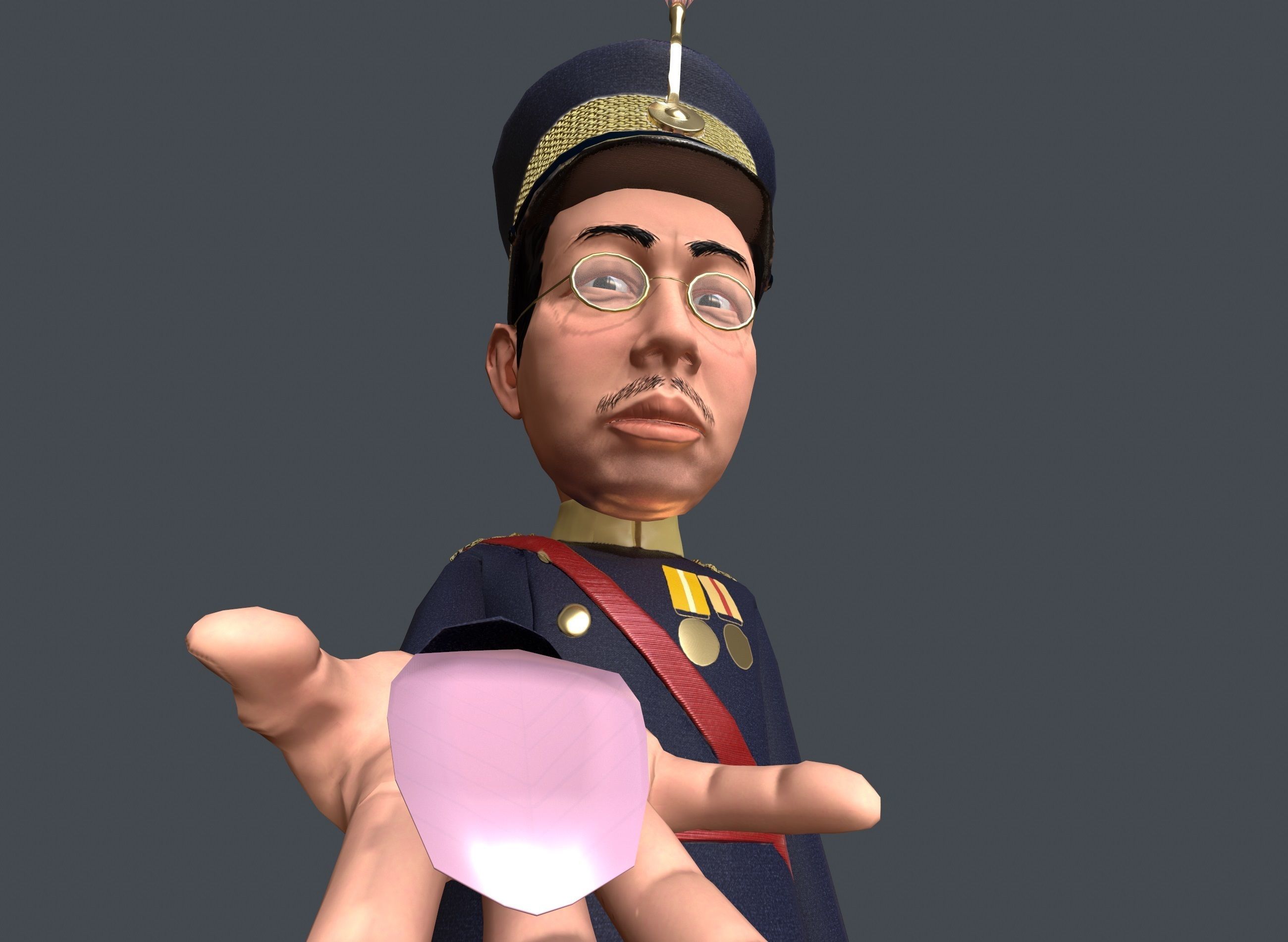 Emperor Hirohito rigged animated low poly 3d character  Low-poly 3D model_3