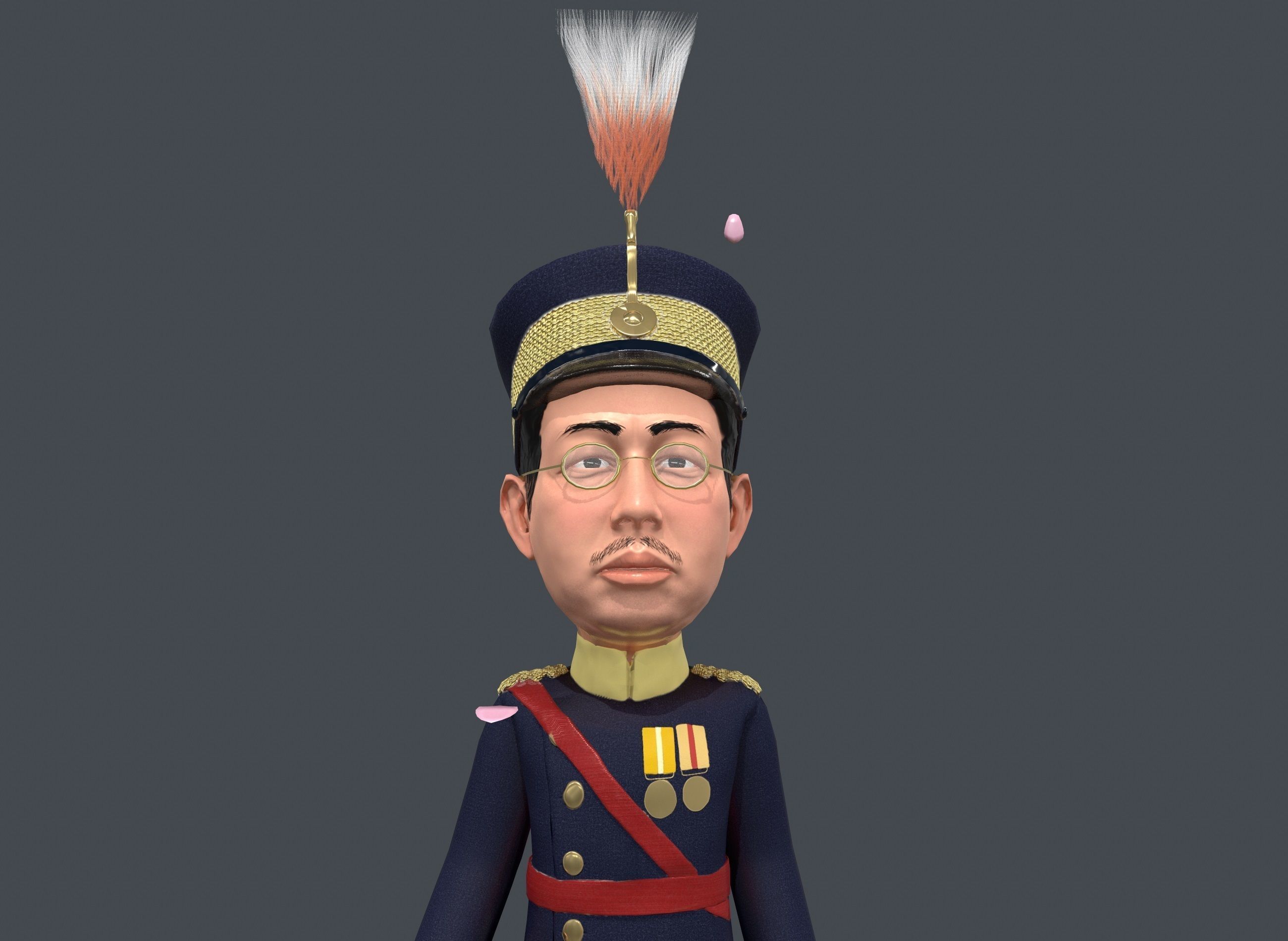 Emperor Hirohito rigged animated low poly 3d character  Low-poly 3D model_8