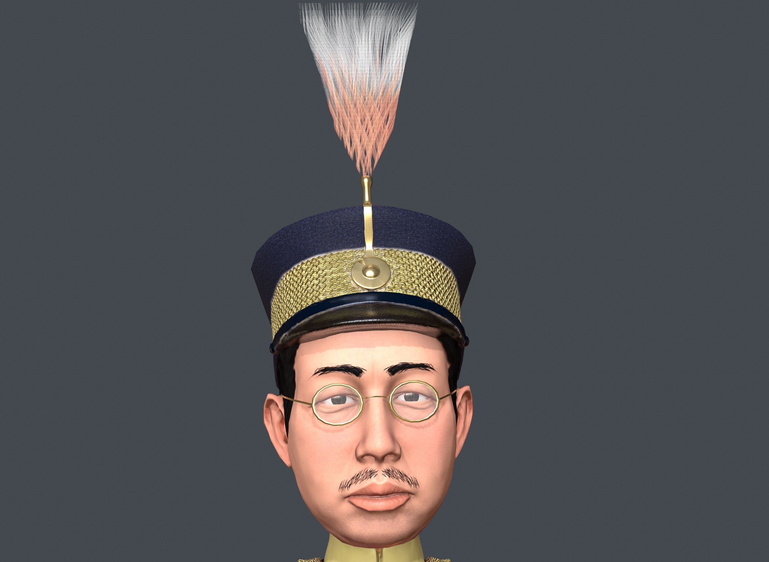 Emperor Hirohito rigged animated low poly 3d character  Low-poly 3D model_4