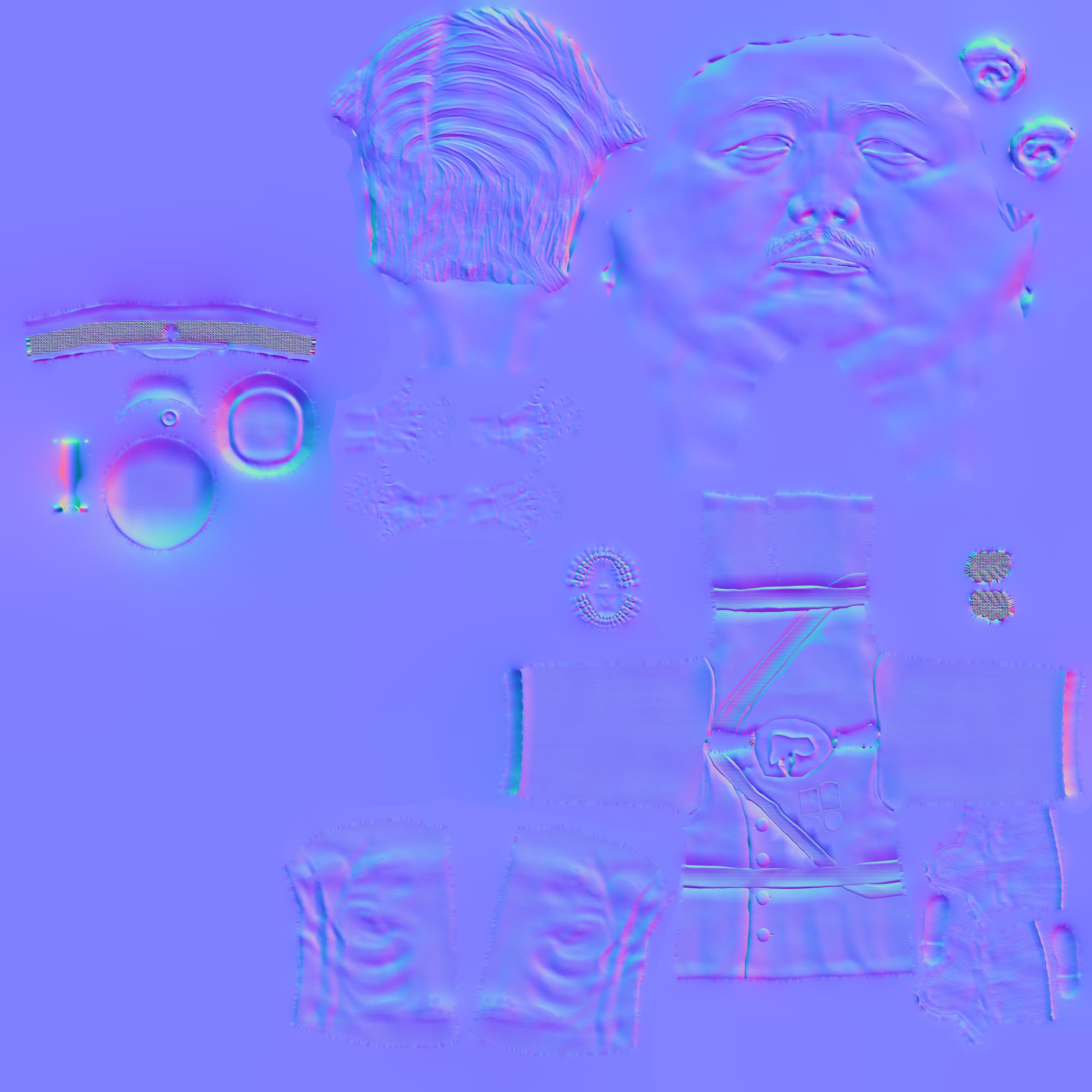 Emperor Hirohito rigged animated low poly 3d character  Low-poly 3D model_13