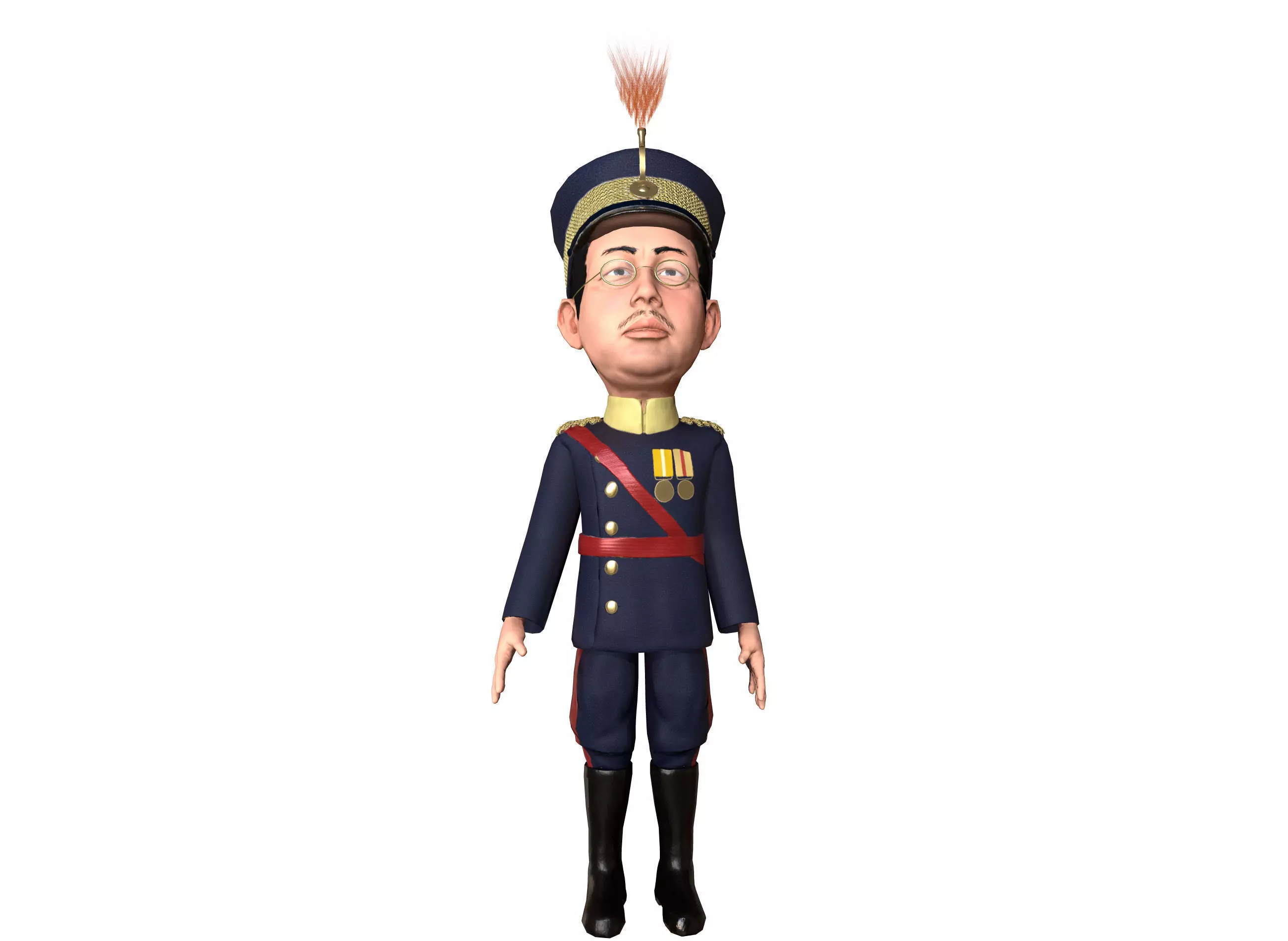 Emperor Hirohito rigged animated low poly 3d character  Low-poly 3D model_0