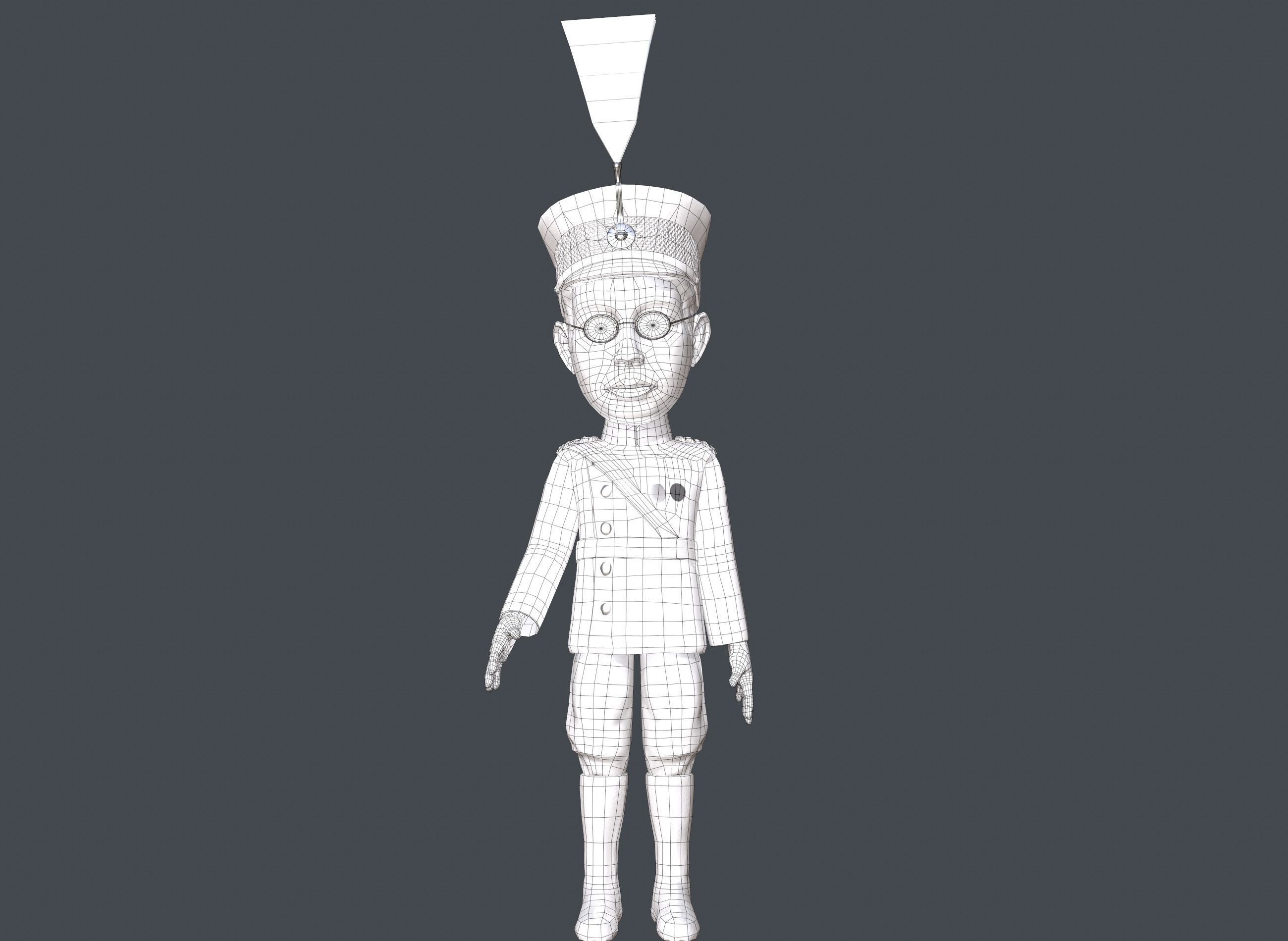 Emperor Hirohito rigged animated low poly 3d character  Low-poly 3D model_10